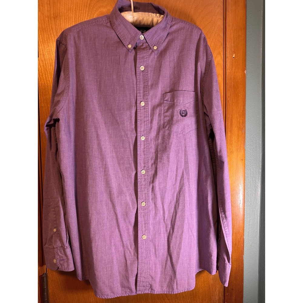 Men's Chaps Purple Long Sleeve Easy Care Button Down‎ Dress Shirt Size L